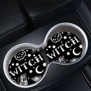 Witch Moon & Stars Car Coasters Set of 2 NWT Gothic
